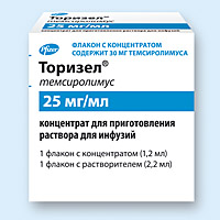 Торизел, концентрат для инфузий в к-те с р-лем 30мг 1,2мл флакон №1