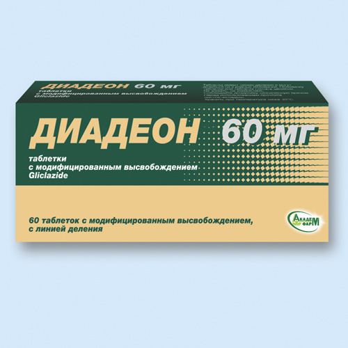 Диадеон, таблетки с модиф. высвобождением 60мг упаковка №60